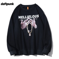 华夫格卫衣男秋冬美式宽松百搭圆领长袖套头打底衫四条杠BF外套潮 WY2167黑色 5XL