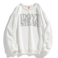 华夫格卫衣男秋冬美式宽松百搭圆领长袖套头打底衫四条杠BF外套潮 wy0714白色 M