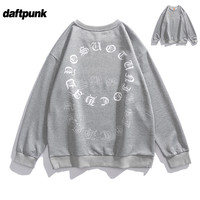 华夫格卫衣男秋冬美式宽松百搭圆领长袖套头打底衫四条杠BF外套潮 wy0819浅灰 5XL