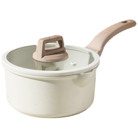 卡罗特奶锅辅食锅婴儿宝宝煎煮一体多功能小锅一人食煮面锅不粘锅 20cm 白色不沾奶锅 20cm