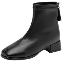 奥古狮登（Agsdon）马丁靴女春秋英伦风方头短靴粗跟切尔西女靴烟筒靴 624025 黑 37 黑色【纯色】