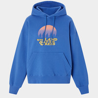 【双11】MOUSSY 秋季多巴胺落日字母印花连帽卫衣女 110蓝色 00020/F