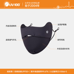 UV100 防晒口罩女防紫外线全脸透气立体冰丝面罩21564