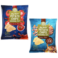 马卡兰马来西亚原切薯片(番茄酱风味+烧烤味）60g*2 膨化食品休闲零食 马卡兰铃薯片60g*2