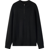 森马(Semir)森柔|毛衫男冬季含羊毛针织衫半开襟毛衣内搭101724107206 黑色90001 XL