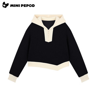 小猪班纳（PEPCO）男女童春秋季套装休闲显瘦减龄拼接拉链复古阔腿裤 女童套装(黑色) 150 *身高140-150cm