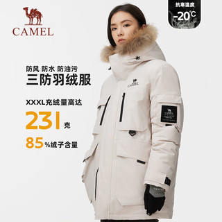骆驼（CAMEL）【极寒系列】羽绒服冲锋衣男女秋冬可拆卸毛领加厚工装派克外套 幻影黑，男女同款