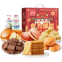 盼盼食力爆膨礼盒 饼干面包薯片膨化饮料休闲零食 1500g/箱