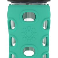 Lifefactory 隔热饮料瓶 12 盎司 玻璃材质 冰茶 吸管 羽衣甘蓝色 lg4131bkl4