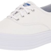 Keds 女性 时尚运动鞋 The Platform Lace Up PLTFRM 轻便 休闲 White Canvas 尺码5
