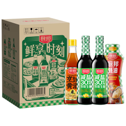 厨邦 酱油 减盐系列 减盐酱油500ml*2+蚝油610g+烹饪黄酒500ml