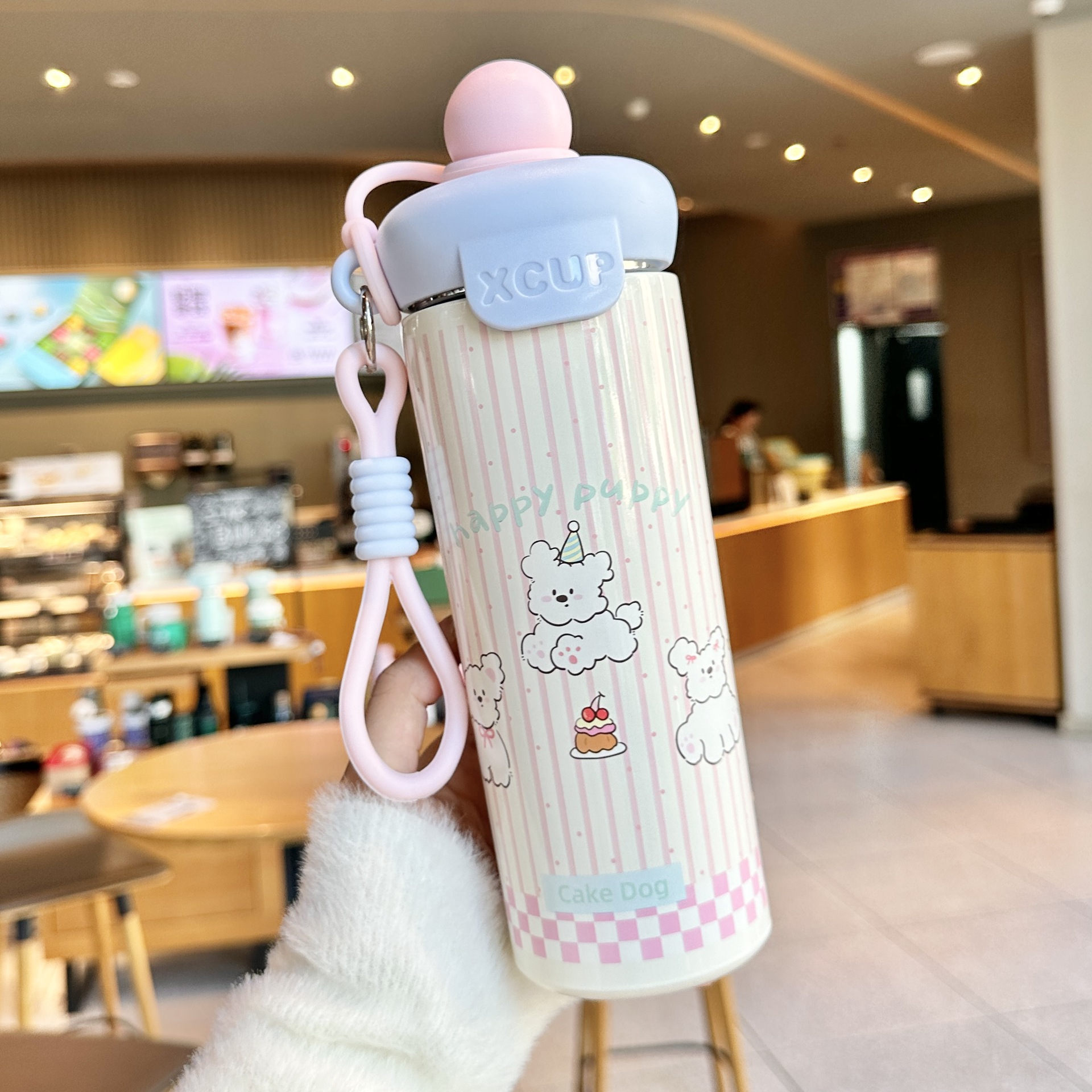 蓝粉盖-650ml蛋糕狗狗保温杯