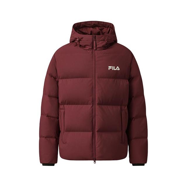 FILA 连帽羽绒服女2025冬季保暖防风防泼水防污外套男