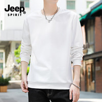 JEEP SPIRIT吉普卫衣男春秋季素版内搭打底衫长袖t恤男装秋装 白色 常规 8XL