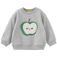 papa爬爬冬季儿童卫衣加绒男女宝宝圆领上衣设计感时髦洋气保暖 灰色 90cm