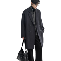 伯爵卓尔羊毛混纺秋冬季保暖手工双面呢子大衣男中长款加厚外套 3XL 暴雨灰