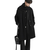 伯爵卓尔羊毛混纺秋冬季保暖手工双面呢子大衣男中长款加厚外套 S 月夜黑