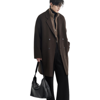 伯爵卓尔【石墨烯鸭绒内胆】羊毛混纺秋冬季保暖手工双面呢子大衣男中长款