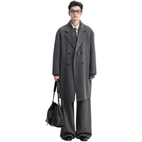 伯爵卓尔羊毛混纺秋冬季保暖手工双面呢子大衣男中长款加厚外套 M 山岩灰