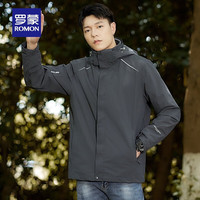 罗蒙可拆卸帽冲锋夹克秋冬三合一防风外套男士休闲服 3J49155A灰色男 L