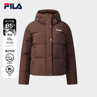 FILA斐乐羽绒服女2025冬美拉德风保暖连帽短款外套休闲面包服 黄沙褐-BN 175/92A/XL