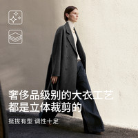 麦檬MM人生大衣13%+羊绒双面毛呢羊毛外套大衣女25 短款-落肩平驳领-黑色5G9970341-H XL