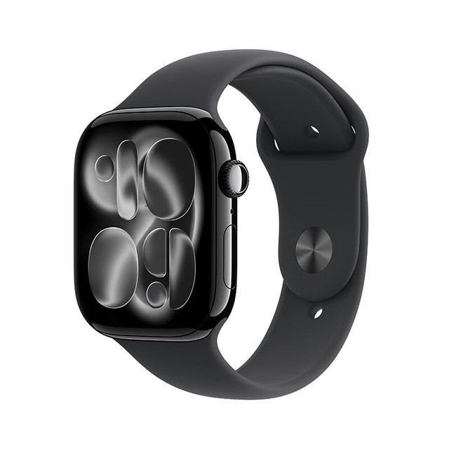 苹果 Apple Watch S11 智能手表46毫米亮黑色铝金属表壳运动型表带M/L