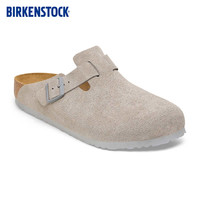 BIRKENSTOCK勃肯德国女款牛皮绒面革Boston包头拖鞋 石灰色窄版1027751 45