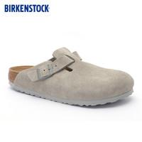 BIRKENSTOCK勃肯德国女款牛皮绒面革Boston包头拖鞋 石灰色常规版1027688 41