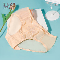夏娃秘语内裤女性感蕾丝薄款透气舒适双层弹力纯棉档包臀女士三角短裤 杏色 (E082) 1条 M