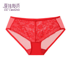 夏娃秘语 内裤 女性感蕾丝薄款透气舒适纯棉档包臀三角短裤（任选4条）