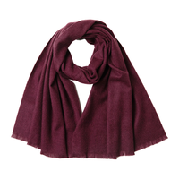 上海故事羊绒羊毛混纺围巾披肩两用女士秋冬季保暖纯色围脖礼盒 酒红色