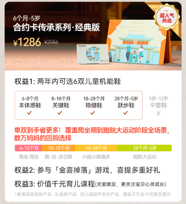 Ginoble 基诺浦 年卡6双鞋款式不限 2年有效 传承系列·经典版(可一次兑换一双!)