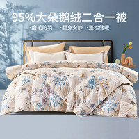 富安娜 羽绒被芯95%鹅绒被子冬天加厚冬被 【子母被】95灰鹅绒国风款-玲珑 230*229cm