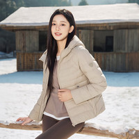 坦博尔羽绒服女连帽轻薄短款修身轻便冬季外套TBF310218D 椰奶咖 S (160)