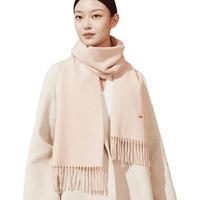 红豆(Hodo)100%纯羊毛围巾女秋冬季保暖披肩礼盒装 浅驼【祥云刺绣】