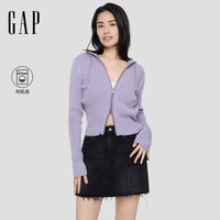 盖璞Gap女装2025秋季logo肌理纯棉连帽针织衫793618 紫色 XS (155/80A)亚洲尺码