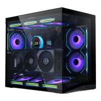 LIANLI联力O11D MINI V2机箱 海景房紧凑型 支持ATX主板 360水冷 可调直立显卡支架 倾斜底板 带防尘网 O11D MINI V2无风扇版 紧凑型机箱 黑色