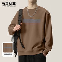 马克华菲秋季圆领卫衣重磅宽松版型男女同款休闲叠穿外穿百搭潮流上衣 【重磅棉】- 咖#PMK波纹马克 M