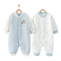 班杰威尔婴儿衣服春秋季夹棉连体衣宝宝保暖哈衣爬服 保暖蓝色2件装 80码 保暖两件套(飞行鸭+小雨点) 80cm (9-12个月身高73-80cm)