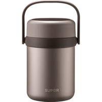 苏泊尔（SUPOR）保温饭盒304不锈钢保温提锅大容量真空保温桶多层餐盒 亚麻棕2L-三层