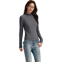 森马（Semir）长袖T恤女半高领吸湿发热抗菌2024冬紧身抓绒打底衫109724101001 灰色调00322 XL