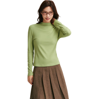森马（Semir）长袖T恤女半高领吸湿发热抗菌2024冬紧身抓绒打底衫109724101001 橄榄绿40874 L