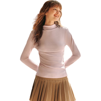 森马（Semir）长袖T恤女半高领吸湿发热抗菌2024冬紧身抓绒打底衫109724101001 橡皮粉61214 L