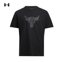 安德玛UA夏Project Rock强森男子运动休闲印花短袖T恤1383191 L