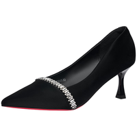 卓诗尼尖头细跟高跟鞋不累脚法式2025新夏款宴会气质水钻高级 黑色 39 黑色【跟高6.5CM】