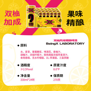 雪花啤酒 BeingX实验室双柚 8度 330ml*24罐 果味精酿啤酒