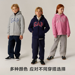 盖璞【大小童同款】男女童仿羊羔绒加厚卫衣642656 灰色 130 cm(8-9岁) 亚洲尺码