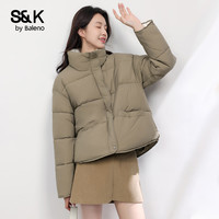 班尼路S&K系列棉服女装冬季新款面包服保暖加绒加厚上衣服棉袄短款立领5 浅紫#纯色 【舒适保暖】 XL