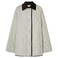MO&Co.羽绒服2025秋灯芯绒莫兰迪撞色宽松外套90绒云感暖MBE3EIN004 日晒绿 M /165